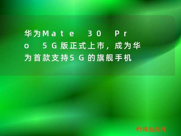 华为Mate 30 Pro 5G版正式上市，成为华为首款支持5G的旗舰手机